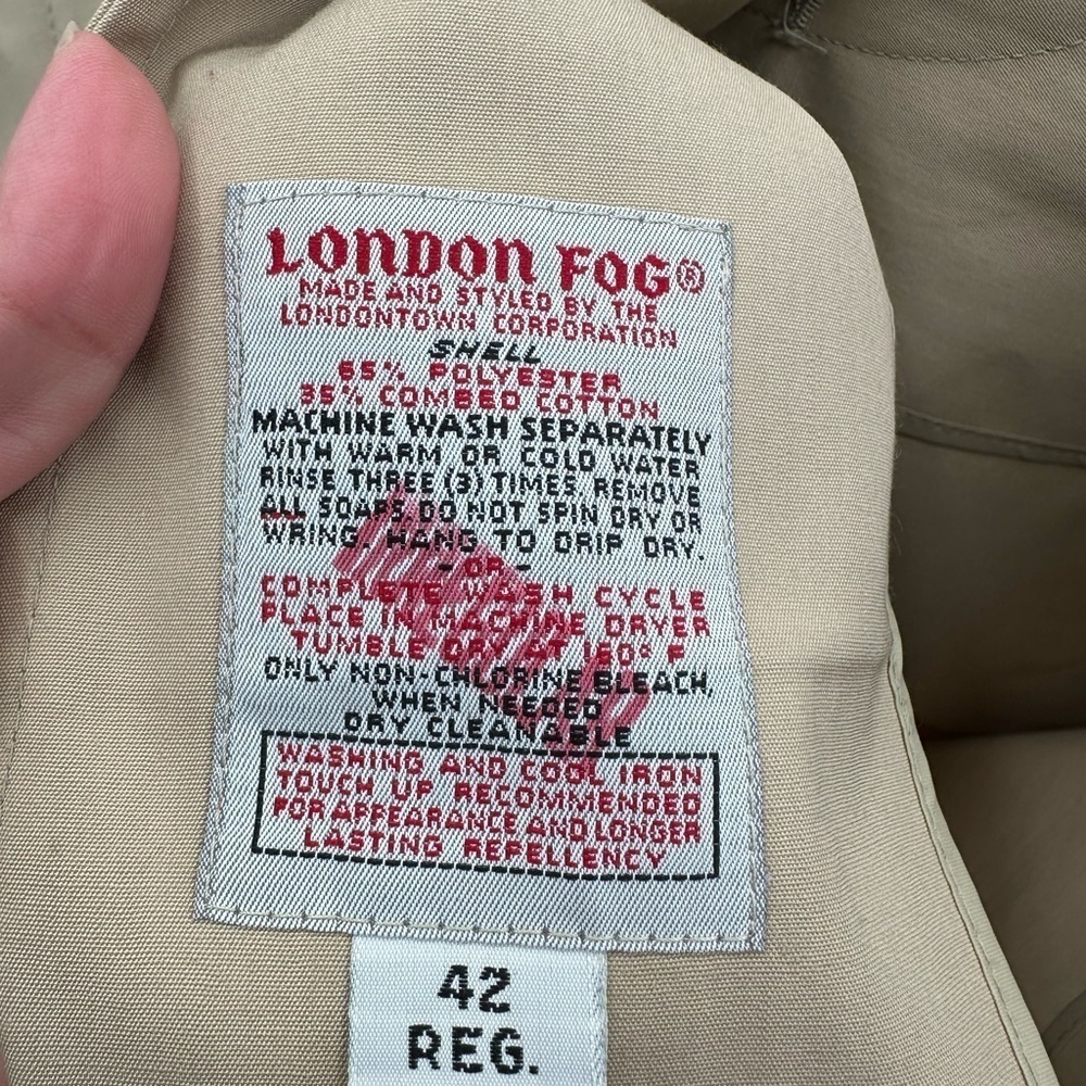 LONDON FOG 42 Men Vintage tan rainproof 60s gorpcore unisex classic trench coat - Picture 7 of 16